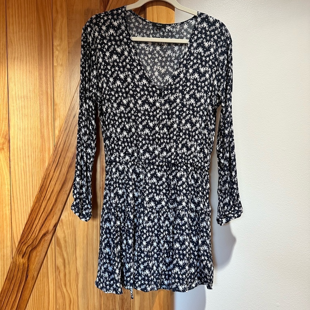 Rails Willa Navy Long Sleeve Mini dress Stellar Print Size Small EUC - Picture 3 of 9